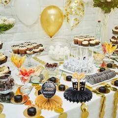 70th Birthday Decoration Centerpieces Supplies Black Gold