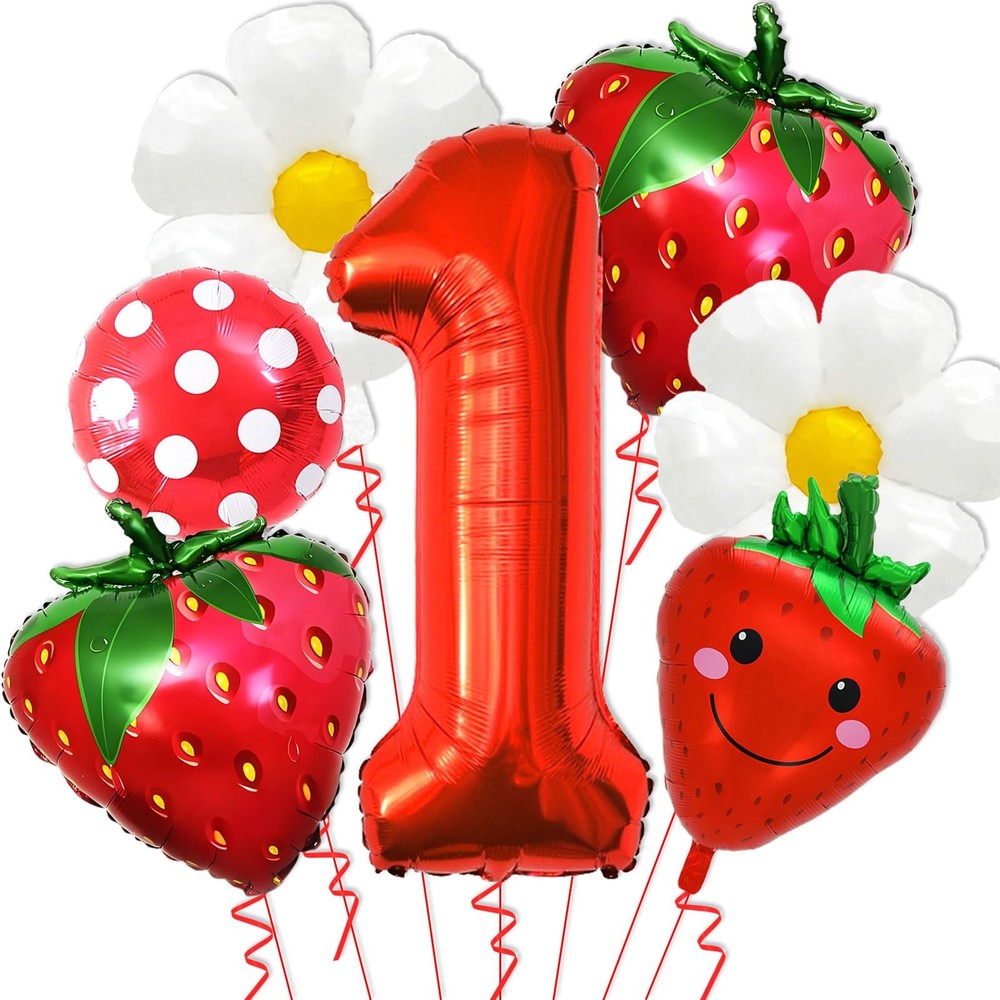 First Decor – 40 Inch Foil Red Number 1 Balloons – Strawberry Balloons for Fi…