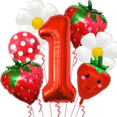 First Decor – 40 Inch Foil Red Number 1 Balloons – Strawberry Balloons for Fi…