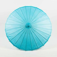 BULK PACK (6) 32″ Water Blue Paper Parasol Umbrellas with Elegant Handles