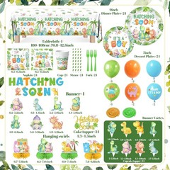 Dinosaur Baby Shower Tableware Includes Tablecover, Utensils, Decorations