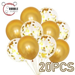 Bulk Lot Gold 12″ Confetti Balloons 20PCS Metallic Latex Decor Birthday Wedding