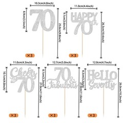 15 PCS 70th Birthday Centerpiece Sticks Silver Table Toppers Party Decor