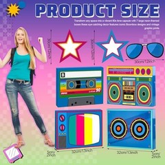 7 pcs Large 80s 90s Party Decorations – 3D Hip Hop Favor Set – Paper