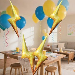 4 Pcs Lightning Bolt Balloons, Huge Yellow Lightning Aluminum Foil Balloons f…