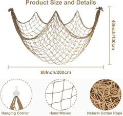 2 Pack Fish Net Decorations – 80X40 Inch Brown Fishing Net Decor for under the S
