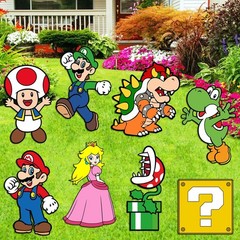Super Mario Birthday Party Supplies – 8PCS Yard Signs with Stakes, Outdoor Decor