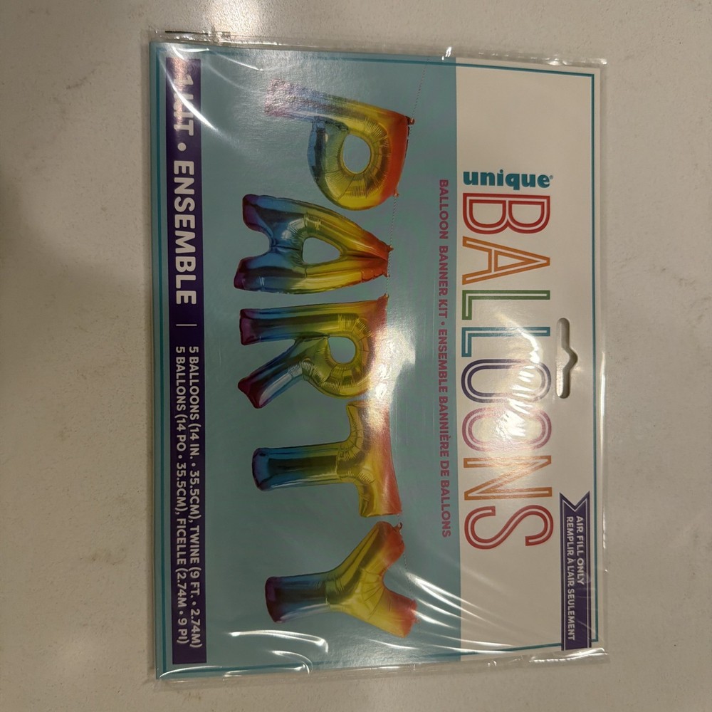 Unique Balloons Rainbow Balloon Banner Kit 5 Letter 14in Party Decor New