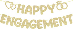 Pre-Strung Engagement Party Decorations,Glitter Happy Engagement Banner,Engaged