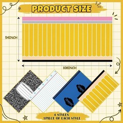 Fun Stationery Design Tablecloths – 4 Pack 54×108 Inch for School Celebrations