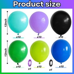 Black and Green Balloons, 60PCS Teal Blue Green Purple Video Game Balloons, B…