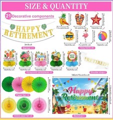 Beach Happy RETIREMENT PARTY Decorations, Aloha Hawaiian Tropical Luau Party