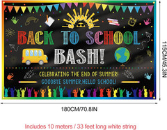 Back to School Bash Backdrop Banner End of Summer Back to School Decoration Firs