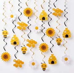 20 Pcs Bee Party Hanging Decorations, Bumble Bee Decor Foil Ceiling Streamers…