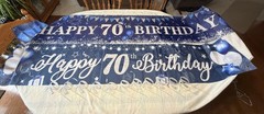 70Th Birthday Banners, 2 large banners. And 11 – “70” Glitter Birthday Pics