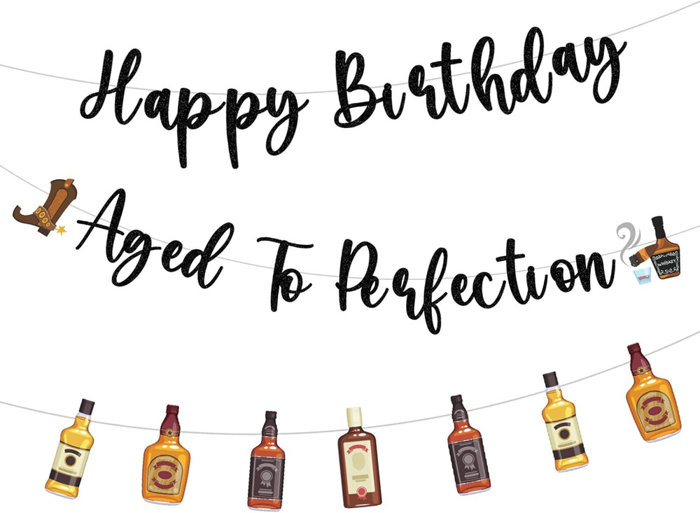 Happy Birthday Banner Men, 3Pcs Aged to Perfection Birthday Party Banners Decor