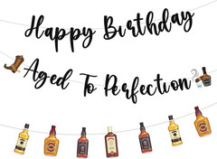 Happy Birthday Banner Men, 3Pcs Aged to Perfection Birthday Party Banners Decor