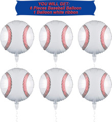 6 Pack 18 Inches Baseball Balloons Baseball Party Decorations Foil Balloons for