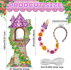2Pcs Party Decoration Tower Backdrop Photo Booth Props, Long Braided Wig Headba