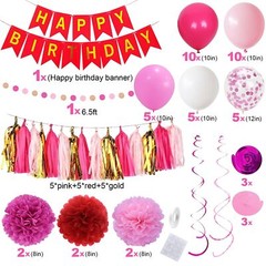 Hot Pink Birthday Party Decorations for Girls Womens