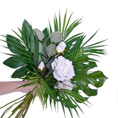 Artificial Areca Palm Leaves, 8 Pcs Faux Tropical Tree Leaves Green