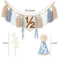 Half Birthday Decorations Banner for Baby Boy – 6 Months Celebration Party Decor