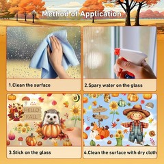Fall Window Clings, 9 Sheets 99 Pcs Autumn Scarecrow Woodland