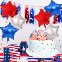 18 Pack 18 Inch Red White Blue Star Balloons, Metallic Foil Star-Shaped Heliu…