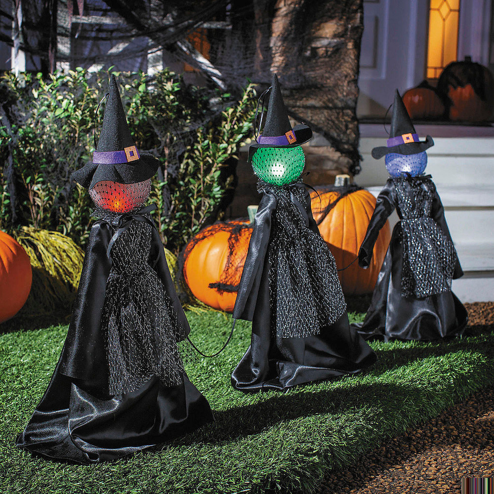 27 1/2″ Light-Up LED Witch Pathway Yard Stakes Halloween Decoration
