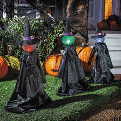 27 1/2″ Light-Up LED Witch Pathway Yard Stakes Halloween Decoration