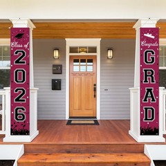 2026 Graduation Decorations, Banner Class of Maroon and Black
