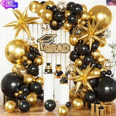 Black and Gold Birthday Decorations for Men Women, Black and Gold Party Decorati