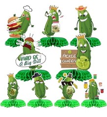 9PCS Funny Pickle Party Decorations – Honeycomb Centerpieces, Table Decor New F5