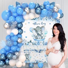Blue Elephant Baby Shower Decorations Boy – Blue Balloon Garland Kit,Baby Box…