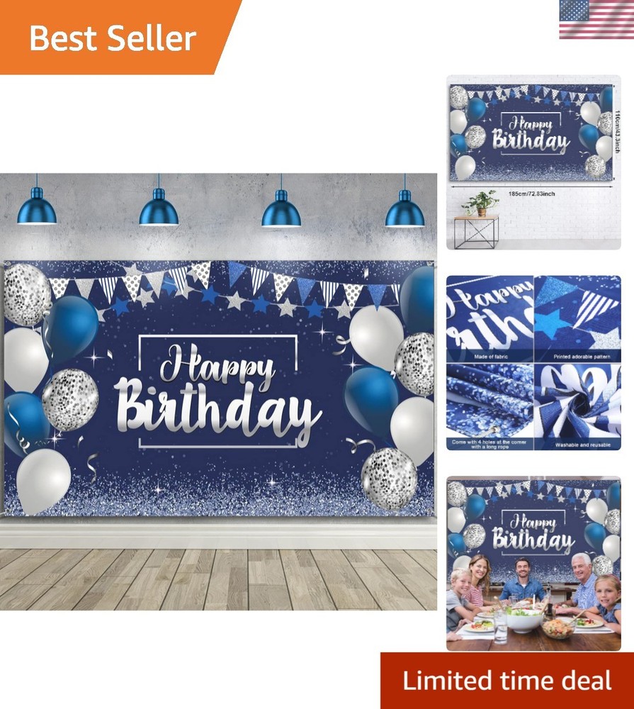 Lightweight & Washable Happy Birthday Backdrop, 72.8 x 43.3 In for Celebrations
