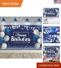 Lightweight & Washable Happy Birthday Backdrop, 72.8 x 43.3 In for Celebrations