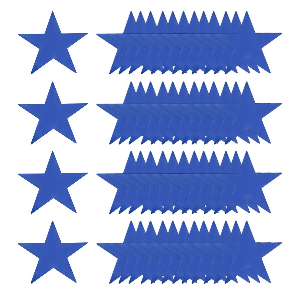 80 Pcs Blue Stars Cutouts, 6 Inch Double Printed Paper Stars Cutout