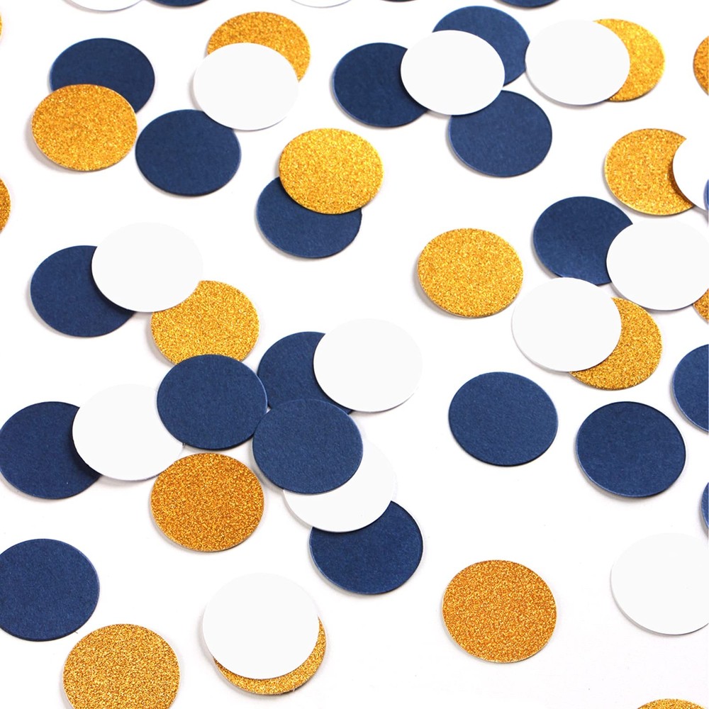 300 PCS Navy Blue White Gold Confetti Birthday Graduation Party Decor