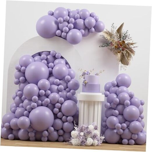 Double Stuffed Balloons Different Size 115Pcs 5/10/12/18″ Light Dusty Purple
