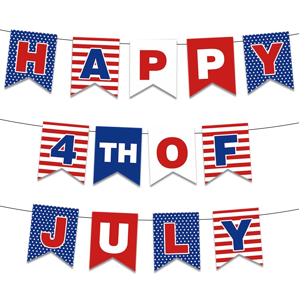 4th of July Banner Decorations,Red White Blue Outdoor Patriotic American Gard…