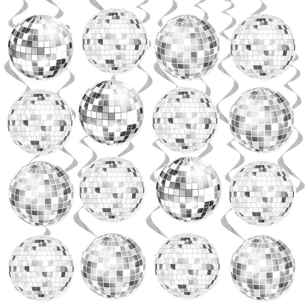 Sliver Disco Ball Party Hanging Swirls 70s Birthday Decoration Disco Ball The…