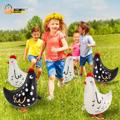 6 PCS Walking Chicken Balloons, Aluminum Foil Chicken Party Decorations White A