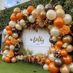 Arco De Globos Cafe Y Arena Estilo Boho Para Boda Y Baby Shower Rustico