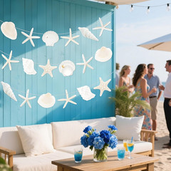 3Pcs Paper Beach Seashell Party Banners Ocean Party Decorations Natural Seashell