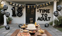 18th Birthday Decorations Black Time to Adult Balloons Banner 18th Birthday G…