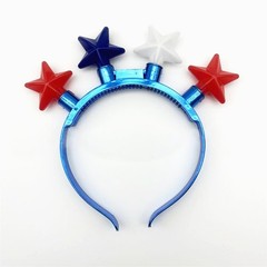 Light Up Red Blue White Star Headband for Women Men Fourth of July Celebration