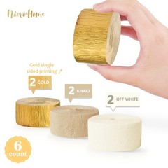6 Rolls Ivory White Gold Brown Crepe Paper Streamers Bridal Wedding Decor