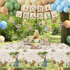 Classic Winnie Bear Baby Shower Decorations Plates Set, Neutral Vintage Pooh Oh