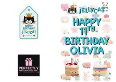 CAT PERSONALIZED KIDS PARTY DECOR BIRTHDAY CUSTOM NAME DECORATION CHILDREN JELLY