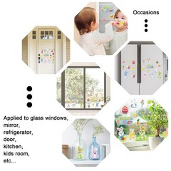 20Pcs Happy Easter Thick Gel Clings Cartoon Bunny Rabbit Egg Window Gel Decals..